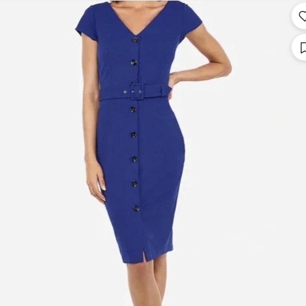 Express Belted Bodycon Dress in Royal Blue